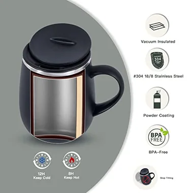 16 oz coffee mug with a handle, view 2