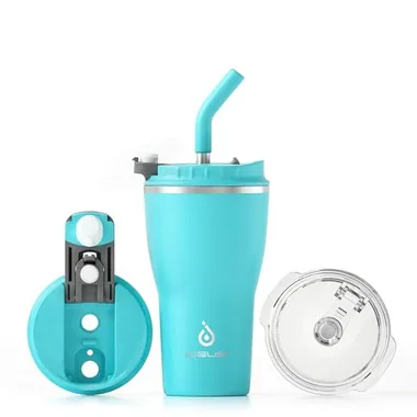 14 oz tumbler with a straw in Sky Blue