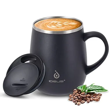 16 oz coffee mug with a handle in Storm Black