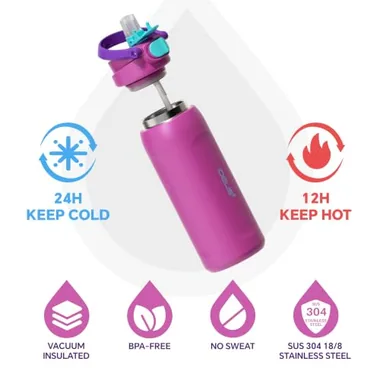 18 oz insulated bottle with a straw, view 2